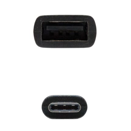 Cable USB 2.0 Tipo-C Nanocable 10.01.2400/ USB Tipo-C Macho - USB Hembra/ 15cm/ Negro