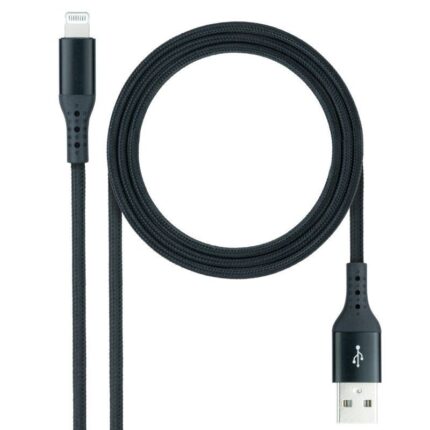 Cable USB 2.0 Lightning Nanocable 10.10.0401-COBK/ USB Macho - Lightning Macho/ 1m/ Negro