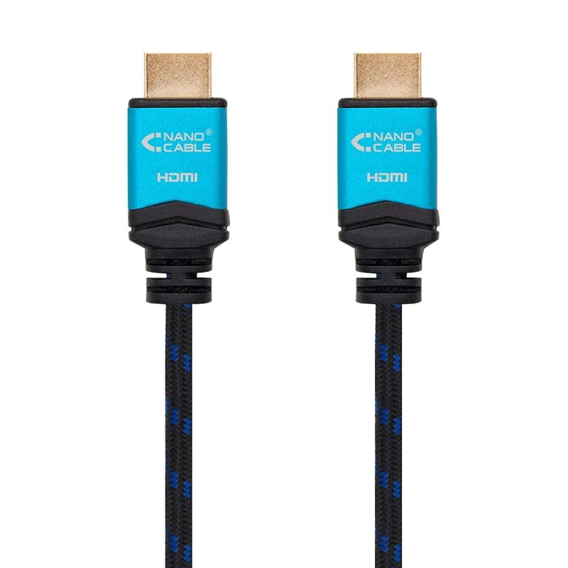 Cable HDMI 2.0 4K Nanocable 10.15.3710/ HDMI Macho - HDMI Macho/ 10m/ Negro/ Azul