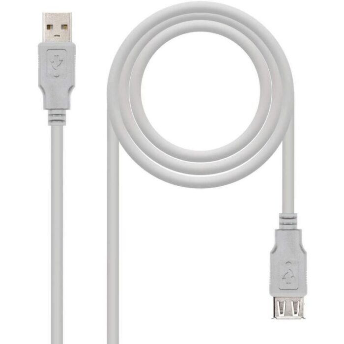 Cable Alargador USB 2.0 Nanocable 10.01.0204/ USB Macho - USB Hembra/ 3m/ Beige