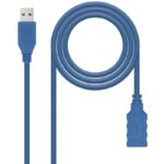 Cable Alargador USB 3.0 Nanocable 10.01.0901/ USB Macho - USB Hembra/ 1m/ Azul