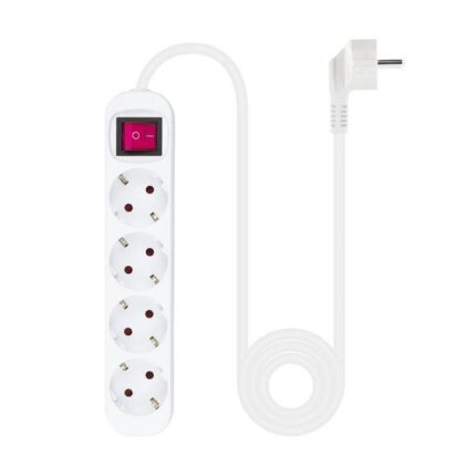 Regleta con Interruptor Nanocable 10.37.0004/ 4 Tomas de Corriente/ Cable 1.4m/ Blanca