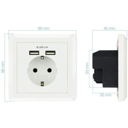 Roseta de Pared Nanocable 10.35.0010/ 1 Schuko/ 2 USB