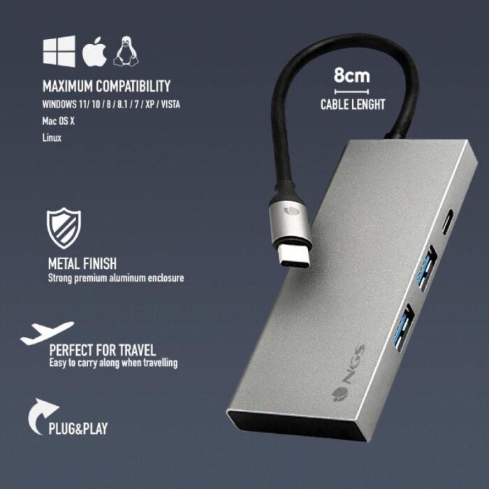 Docking USB Tipo-C NGS WonderDock4 Pro/ 2xUSB/ 1xUSB Tipo-C DP/ 1xHDMI