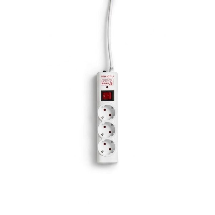 Regleta con interruptor Salicru SPS SAFE 3/ 3 Tomas de corriente/ Cable 1.5m/ Blanca