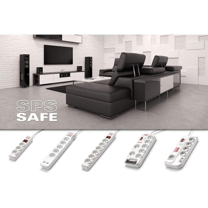 Regleta con interruptor Salicru SPS SAFE 3/ 3 Tomas de corriente/ Cable 1.5m/ Blanca