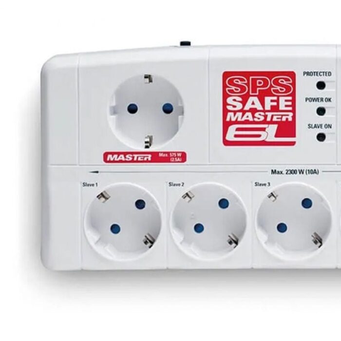 Regleta con interruptor Salicru SAFE MASTER/ 5 Tomas de corriente/ 1 Master/ 2 USB/ Cable 1.8m/ Blanca