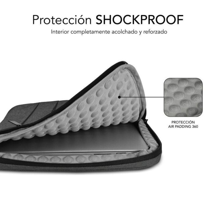 Funda Subblim Air Padding 360 Sleeve para Portátiles hasta 15.6"/ Gris Oscuro