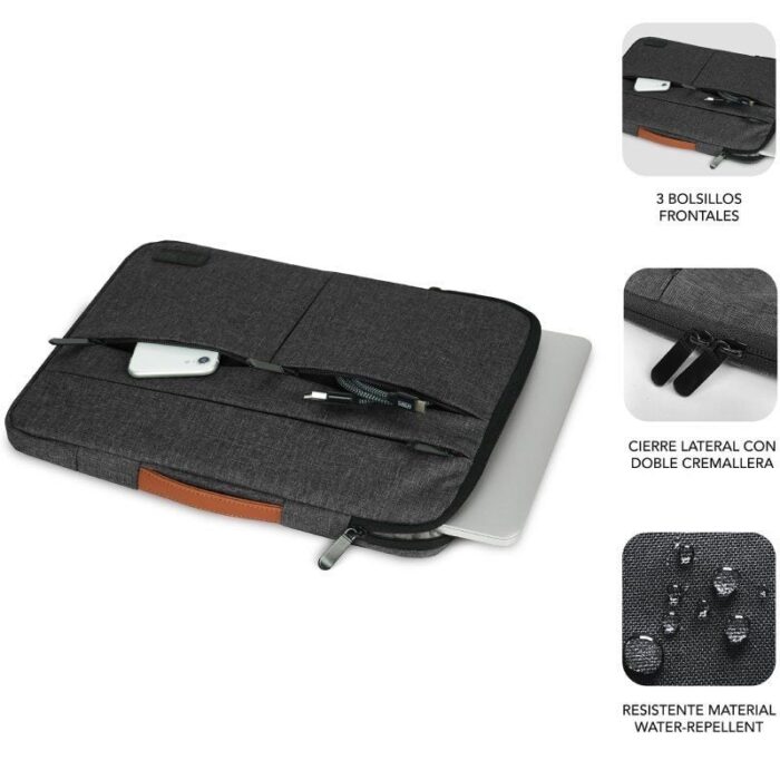 Funda Subblim Air Padding 360 Sleeve para Portátiles hasta 15.6"/ Gris Oscuro