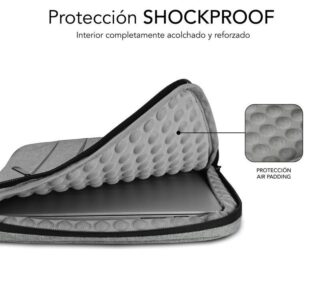 Funda Subblim Air Padding 360 Sleeve para Portátiles hasta 15.6"/ Gris Claro