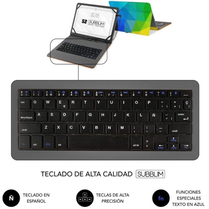 Funda con Teclado Subblim Keytab USB 11" Triángulos USB para Tablets de 11"