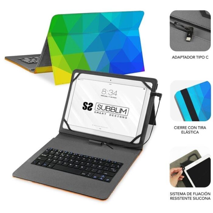 Funda con Teclado Subblim Keytab USB 11" Triángulos USB para Tablets de 11"