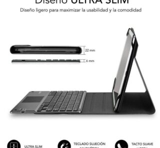 Funda con Teclado Subblim Keytab Pro Bluetooth Touchpad para Tablets de 10.1"-10.8"/ Negra