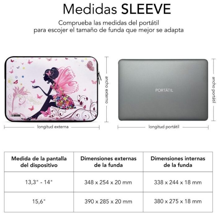 Funda Subblim Trendy Sleeve Neo Hada para Portátiles hasta 15.6"