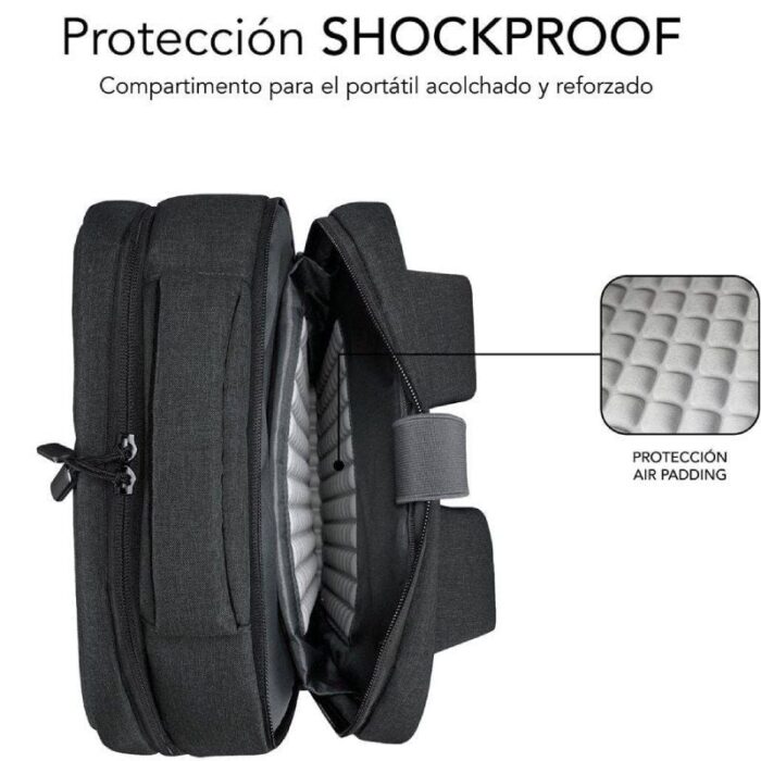 Mochila Subblim Traveller Airpadding Backpack para Portátiles hasta 15.6"/ Puerto USB/ Gris