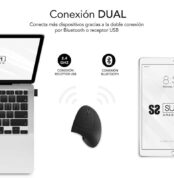 Ratón Ergonómico Inalámbrico por Bluetooth/ 2.4GHz Subblim Glide Vertical Ergo Dual Battery/ Batería Recargable/ Hasta 1600 DPI/ Negro