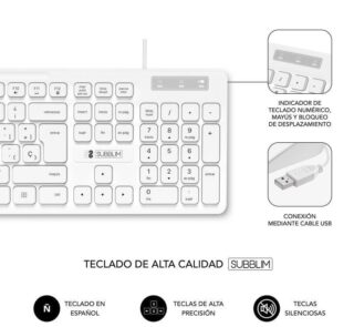 Teclado Subblim Business Slim Silencioso/ Blanco