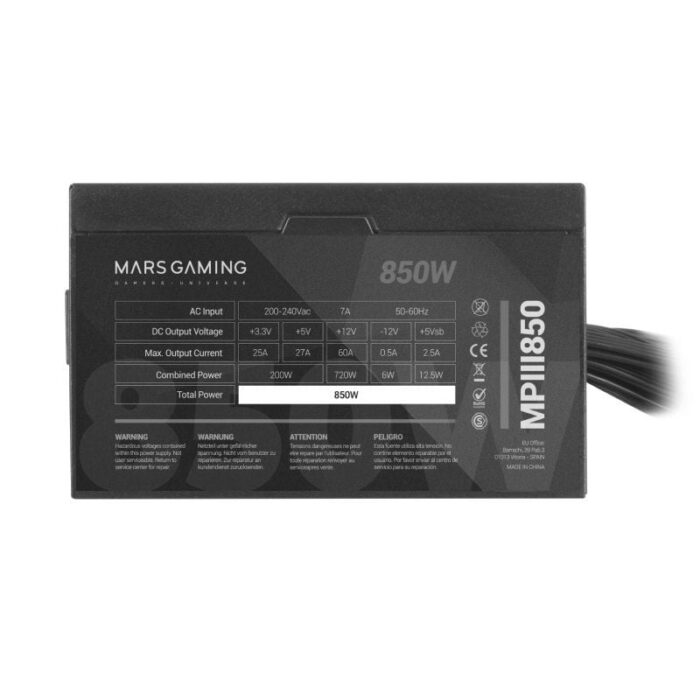 Fuente de Alimentación Mars Gaming MPIII850/ 850W/ Ventilador 12cm