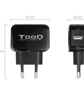 Cargador de Pared TooQ TQWC-1S01/ 1xUSB/ 12W/ Negro