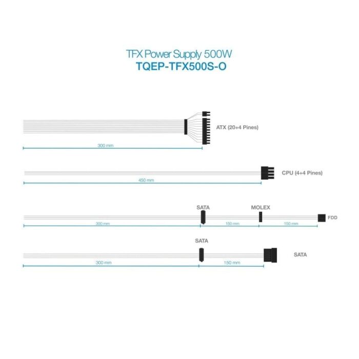 Fuente de Alimentación TFX TooQ TQEP-TFX500S-O/ 500W/ Ventilador 8cm