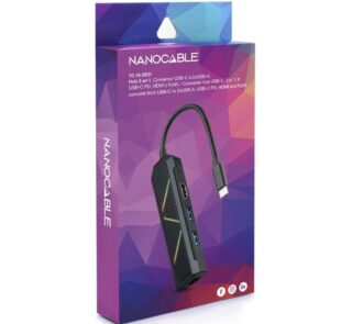 Docking USB Tipo-C Nanocable 10.16.0501/ 2xUSB/ 1xUSB Tipo-C PD/ 1xHDMI/ 1xRJ45/ Negro