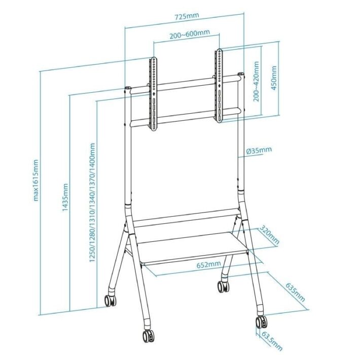 Soporte de Suelo con Ruedas Nivelable TooQ iDREAMS FS20206M-B para TV de 37-86"/ hasta 80kg