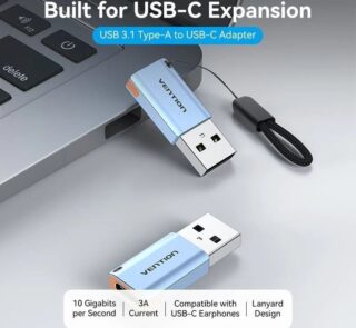 Adaptador USB 3.1 Vention CUAH0/ USB Tipo-C Hembra - USB Macho/ Azul