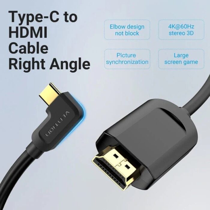 Cable Conversor HDMI 1.4 4K Vention CGVBG/ USB Tipo-C Macho - HDMI Macho/ 1.5m/ Negro