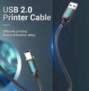 Cable USB 2.0 Impresora Vention COQBG/ USB Tipo-B Macho - USB Macho/ 480Mbps/ 1.5m/ Negro