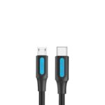 Cable USB 2.0 Tipo-C Vention COVBG/ USB Tipo-C Macho - MicroUSB Macho/ Hasta 10W/ 480Mbps/ 1.5m/ Negro