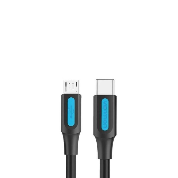 Cable USB 2.0 Tipo-C Vention COVBG/ USB Tipo-C Macho - MicroUSB Macho/ Hasta 10W/ 480Mbps/ 1.5m/ Negro