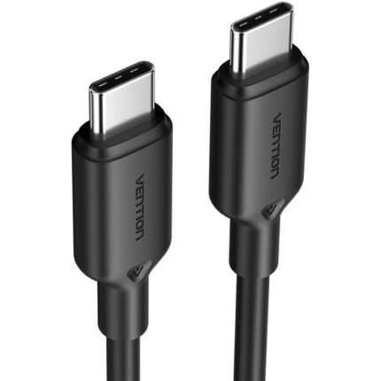 Cable USB 2.0 Tipo-C 3A Vention TRCBH/ USB Tipo-C Macho - USB Tipo-C Macho/ Hasta 60W/ 480Mbps/ 2m/ Negro