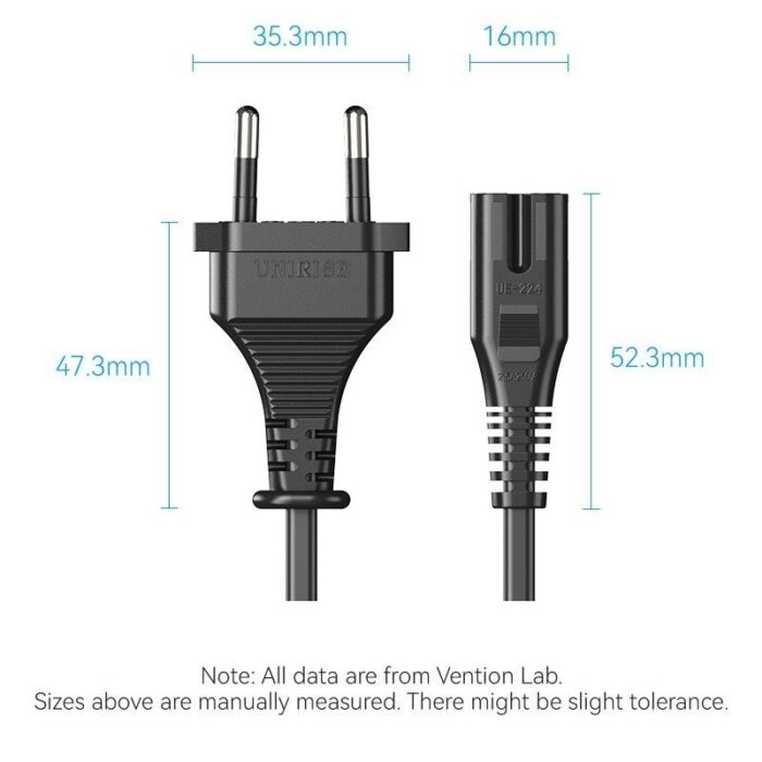 Cable Alimentación Forma 8 Vention ZCLBAC/ CEE7/16 Macho - C7 Hembra/ 1.8m