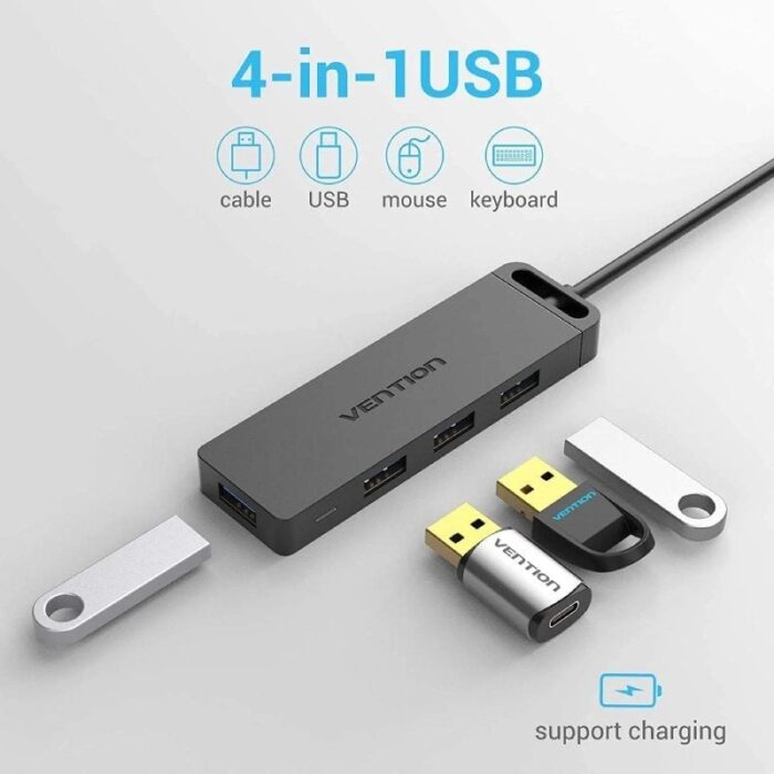 Hub USB 3.0 Vention CHLBB/ 4xUSB/ 1xMicroUSB PD