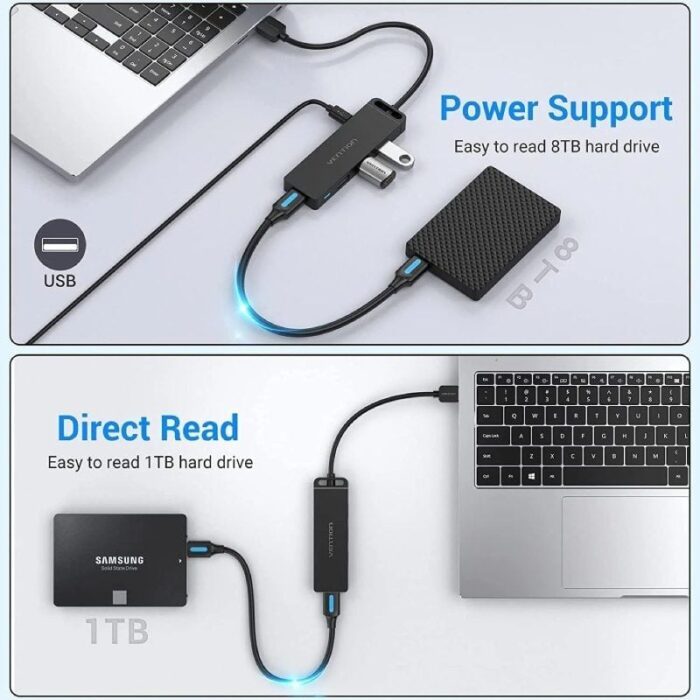 Hub USB 3.0 Vention CHLBB/ 4xUSB/ 1xMicroUSB PD