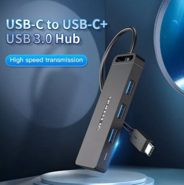 Hub USB Tipo-C Vention TGTBB/ 3xUSB/ 1xUSB Tipo-C/ 1x MicroUSB PD