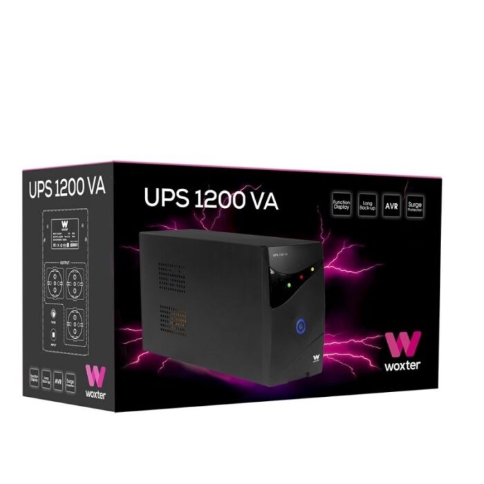 SAI Línea Interactiva Woxter UPS 1200 VA/ 1200VA-720W/ 3 Salidas/ Formato Torre