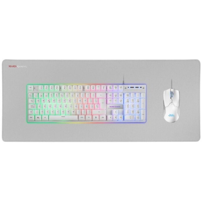 Pack Gaming Mars Gaming MCPX/ Teclado H-MECH  + Ratón Óptico + Alfombrilla/ Blanco