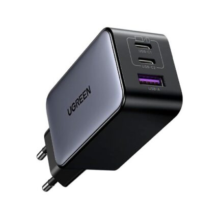 CARGADOR UGREEN TRIPLE 65W USB-A + USB-C BLACK