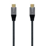 Cable USB 2.0 Tipo-C Aisens A107-0628 5A 100W/ USB Tipo-C Macho - USB Tipo-C Macho/ Hasta 100W/ 60Mbps/ 1m/ Gris