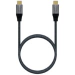 Cable USB 2.0 Tipo-C Aisens A107-0628 5A 100W/ USB Tipo-C Macho - USB Tipo-C Macho/ Hasta 100W/ 60Mbps/ 1m/ Gris