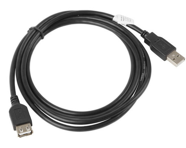 Cable alargador lanberg usb 2.0 macho hembra 1.8m negro