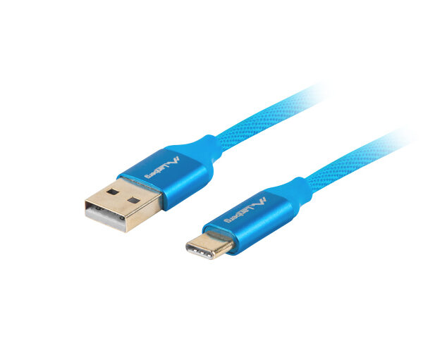 Cable usb lanberg 2.0 macho -  usb tipo c macho quick charge 3.0 1m azul