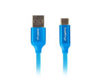 Cable usb lanberg 2.0 macho -  usb tipo c macho quick charge 3.0 1m azul - Imagen 2