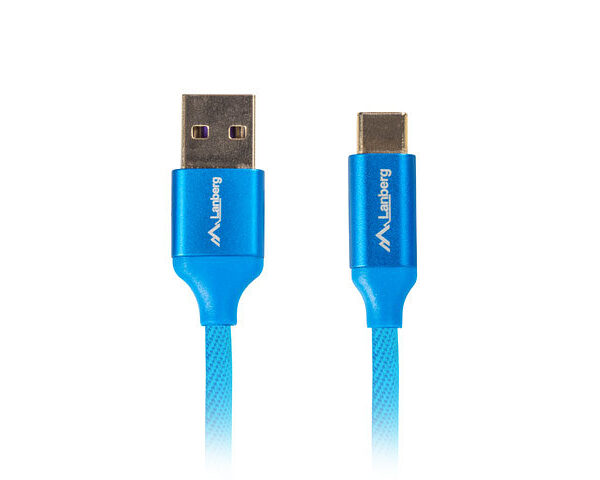 Cable usb lanberg 2.0 macho - usb tipo c macho quick charge 3.0 0.5m azul