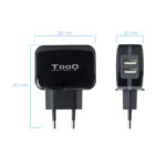 Cargador pared tooq usb tqwc - 1s02 2xusb 3.4 a(total) ai - tech negro - Imagen 2