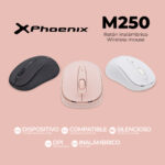 Phoenix m250 ratón inalámbrico 2.4 ghz receptor usb hasta 1600 dpi compatible con pc mac portátil color negro - Imagen 6