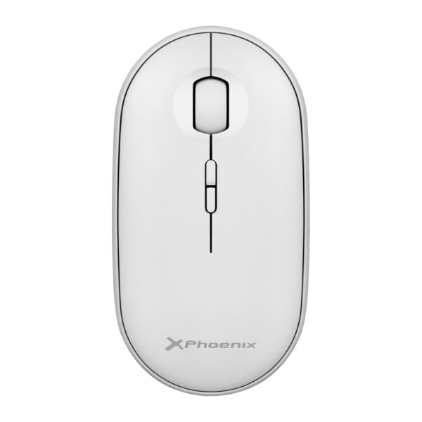 Phoenix rebble ratón inalambrico bluetooth y 2.4 ghz hasta 3 dispositivos con receptor usb clic silencioso para portátil notebook pc chomebook mac color blanco