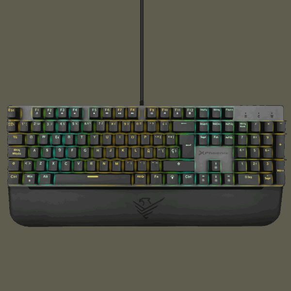 Teclado mecanico gaming phoenix mk1 elite full rgb configurable switches brown usb con reposamuñecas