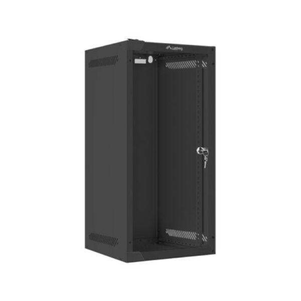 Armario lanberg mural rack 10 pulgadas 12u - 280x310 flat pack negro puerta cristal